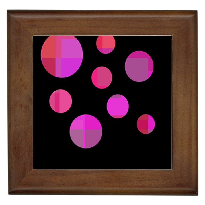 Pink abstraction Framed Tiles