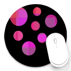 Pink Abstraction Round Mousepads by Valentinaart