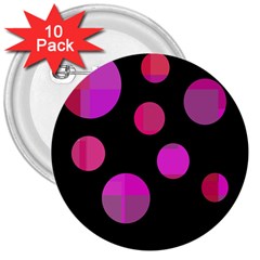 Pink Abstraction 3  Buttons (10 Pack) 