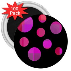 Pink Abstraction 3  Magnets (100 Pack)