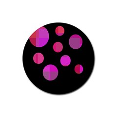 Pink Abstraction Rubber Coaster (round) 