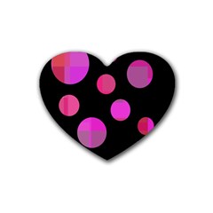 Pink Abstraction Rubber Coaster (heart) 