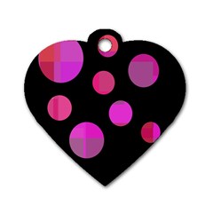 Pink Abstraction Dog Tag Heart (two Sides)