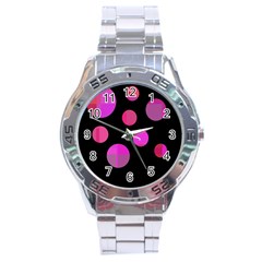 Pink Abstraction Stainless Steel Analogue Watch by Valentinaart