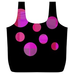 Pink Abstraction Full Print Recycle Bags (l)  by Valentinaart