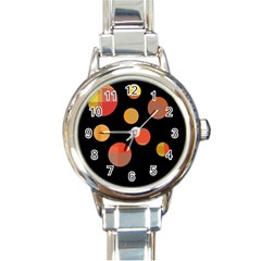 Orange abstraction Round Italian Charm Watch