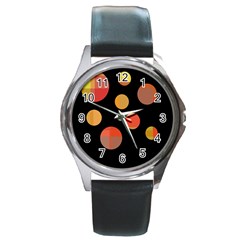 Orange abstraction Round Metal Watch