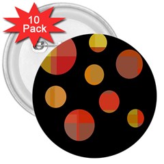 Orange Abstraction 3  Buttons (10 Pack) 