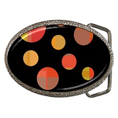 Orange abstraction Belt Buckles