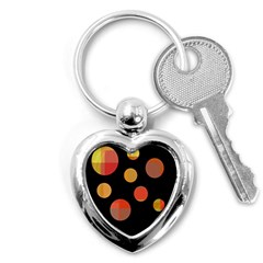 Orange abstraction Key Chains (Heart) 