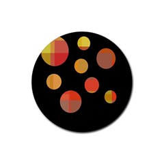 Orange abstraction Rubber Round Coaster (4 pack) 