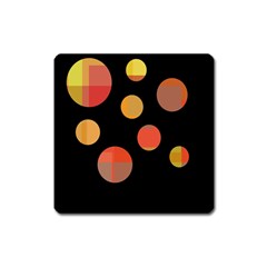 Orange Abstraction Square Magnet by Valentinaart