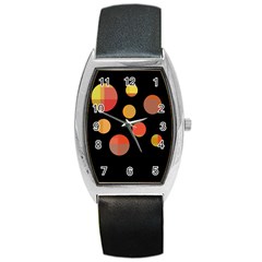 Orange abstraction Barrel Style Metal Watch