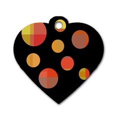 Orange abstraction Dog Tag Heart (One Side)