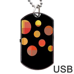 Orange Abstraction Dog Tag Usb Flash (one Side) by Valentinaart