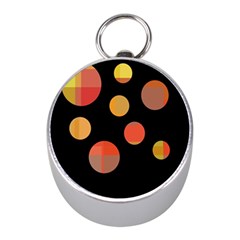 Orange Abstraction Mini Silver Compasses