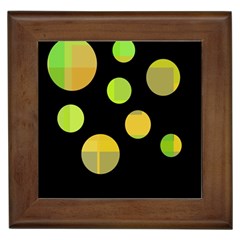 Green Abstract Circles Framed Tiles by Valentinaart