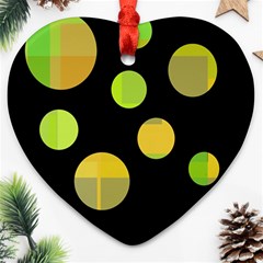 Green Abstract Circles Ornament (heart)  by Valentinaart