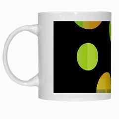 Green Abstract Circles White Mugs by Valentinaart