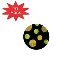 Green Abstract Circles 1  Mini Buttons (10 Pack) 