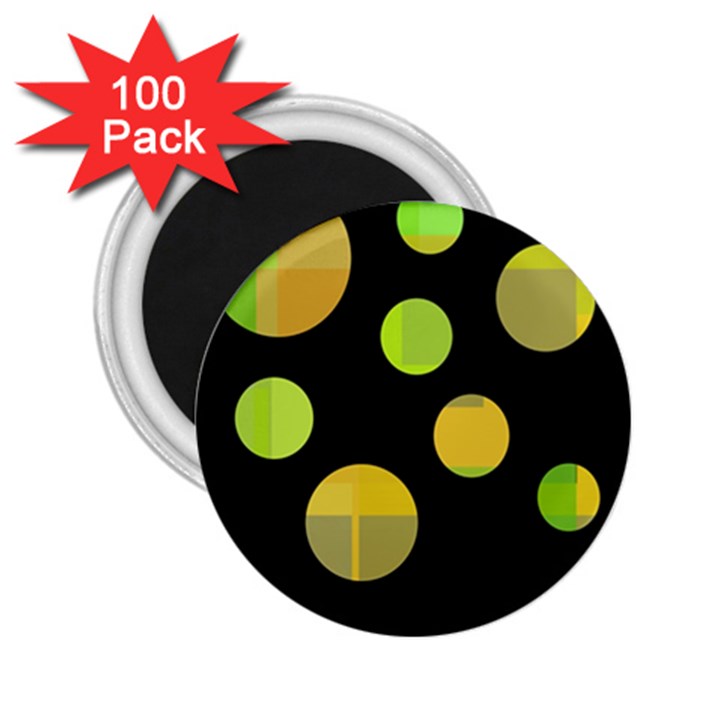 Green abstract circles 2.25  Magnets (100 pack) 