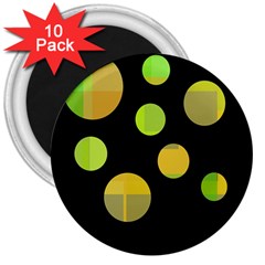 Green Abstract Circles 3  Magnets (10 Pack) 