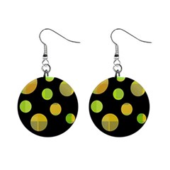 Green Abstract Circles Mini Button Earrings