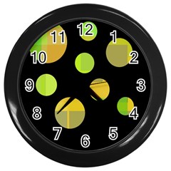 Green Abstract Circles Wall Clocks (black)