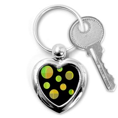 Green Abstract Circles Key Chains (heart) 