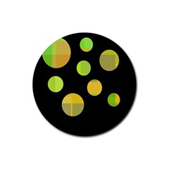 Green Abstract Circles Rubber Round Coaster (4 Pack) 