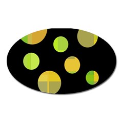 Green Abstract Circles Oval Magnet