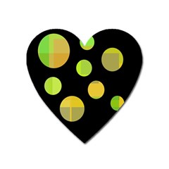 Green Abstract Circles Heart Magnet by Valentinaart