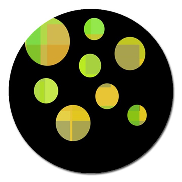 Green abstract circles Magnet 5  (Round)