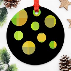 Green Abstract Circles Round Ornament (two Sides) 