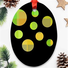 Green Abstract Circles Oval Ornament (two Sides)