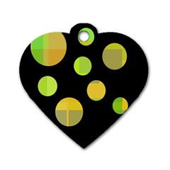 Green Abstract Circles Dog Tag Heart (one Side)