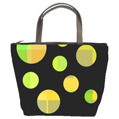 Green Abstract Circles Bucket Bags by Valentinaart