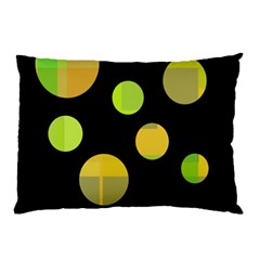 Green Abstract Circles Pillow Case by Valentinaart