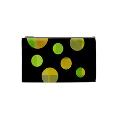 Green Abstract Circles Cosmetic Bag (small)  by Valentinaart