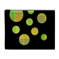 Green Abstract Circles Cosmetic Bag (xl) by Valentinaart