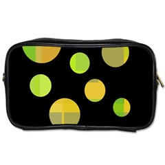 Green Abstract Circles Toiletries Bags