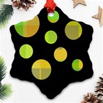 Green abstract circles Snowflake Ornament (2-Side) Front