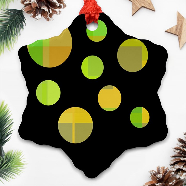 Green abstract circles Snowflake Ornament (2-Side)