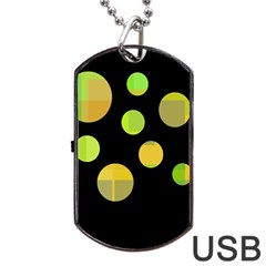 Green Abstract Circles Dog Tag Usb Flash (one Side)