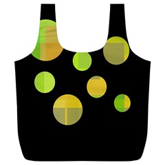 Green Abstract Circles Full Print Recycle Bags (l) 