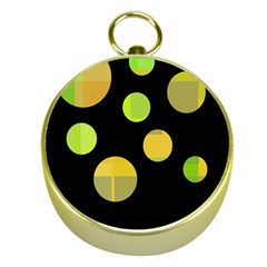 Green Abstract Circles Gold Compasses by Valentinaart