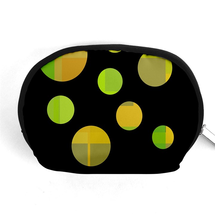 Green abstract circles Accessory Pouches (Medium) 