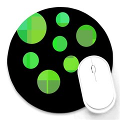 Green Circles Round Mousepads by Valentinaart