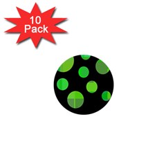 Green Circles 1  Mini Buttons (10 Pack)  by Valentinaart