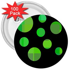 Green Circles 3  Buttons (100 Pack) 